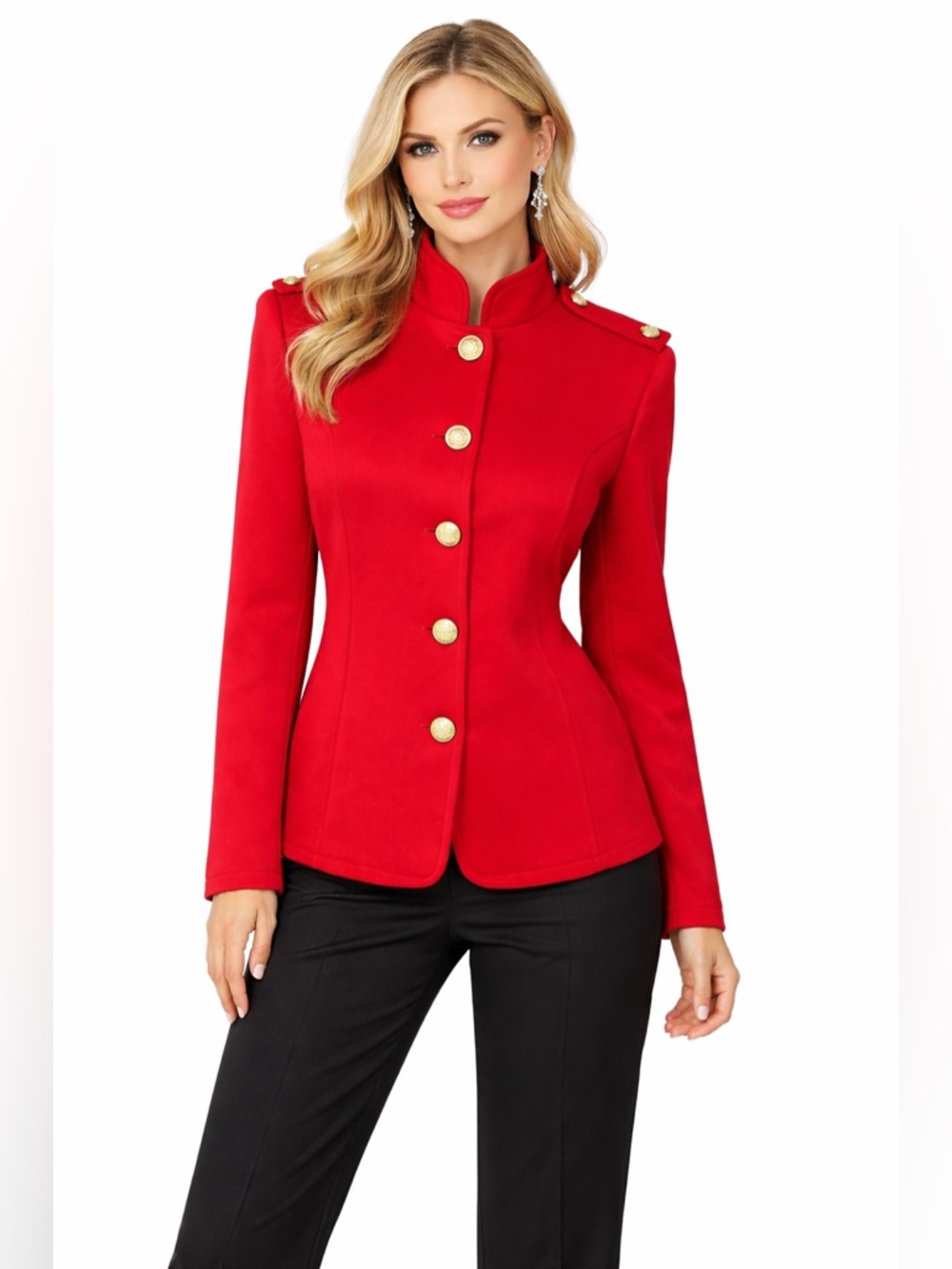 Koandaily Red Blazer With Buttons. Size Small. Military Style